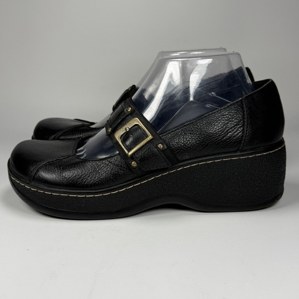 MIA Womens 8 Boston Black Leather Chunky Platform Wedge Mary Jane Shoes Y2K 90s - Picture 3 of 10